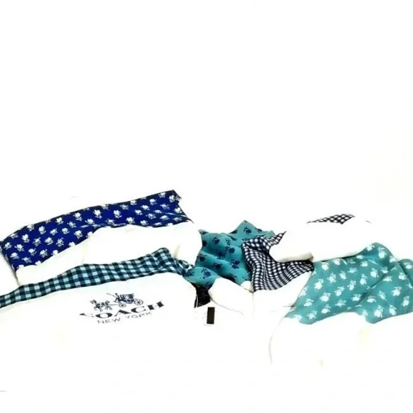 NWOT large coach badlands flower and gingham print scarf - Picture 2 of 5